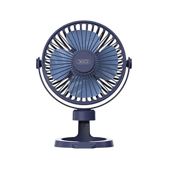 XO MF78 4inch Portable Rechargeable Fan With Phone Holder 3x Speed Blue